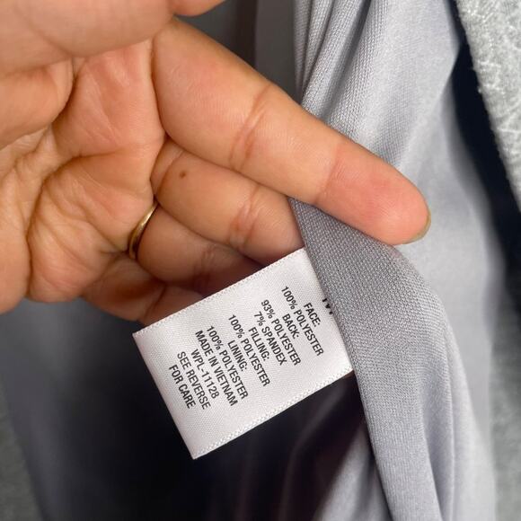 Roz & Ali Womens Jacket Size Medium Gray 3/4 Sleeve Long Open Front Blazer - Picture 4 of 14